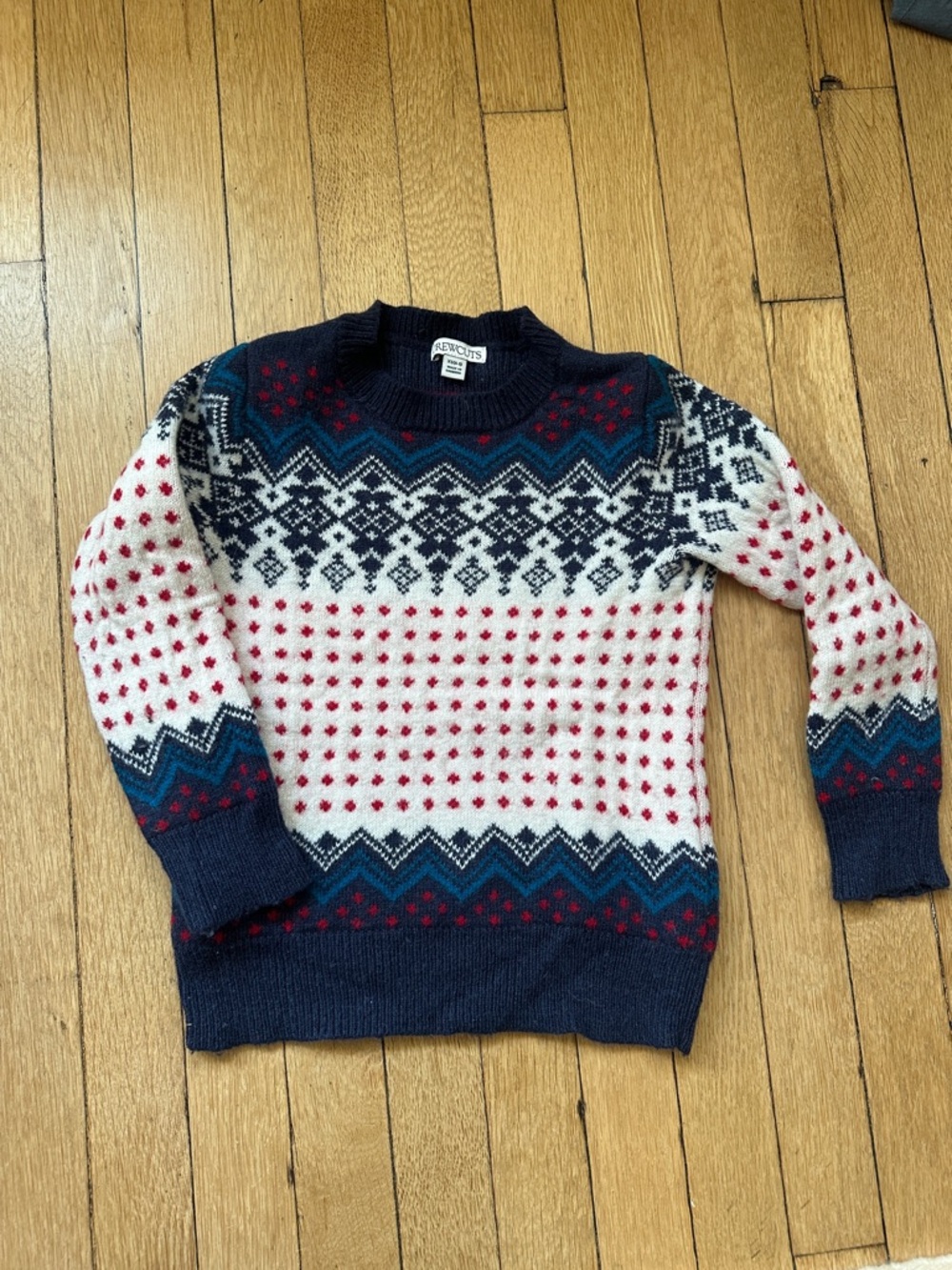 Crewcuts Fair Isle Navy Sweater with Red Accent